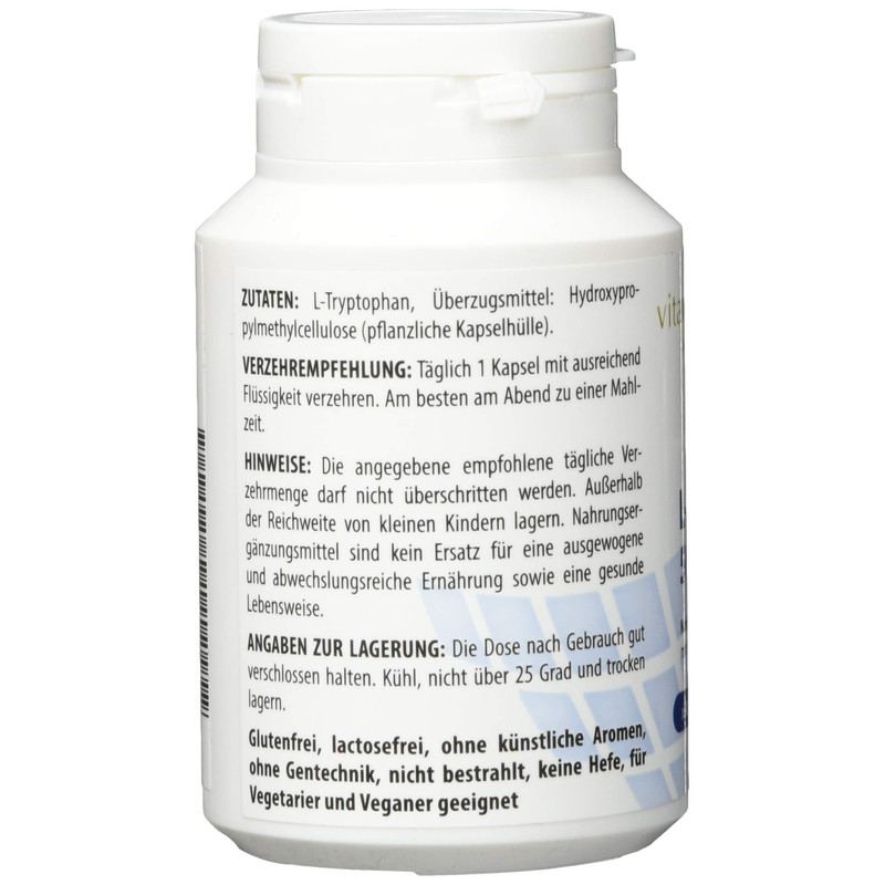 vitaworld L-Tryptophan 500 mg, High Purity, Vegan Tryptophan from Natural,