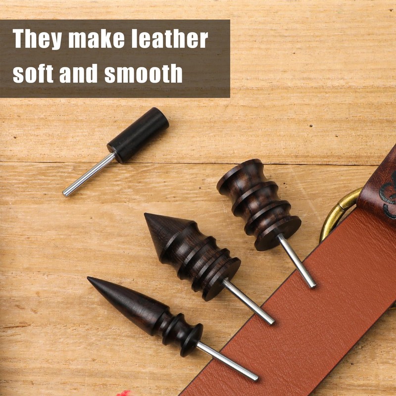 4pcs Leather Burnisher Bits for Rotary Tool, 4 Styles Leather