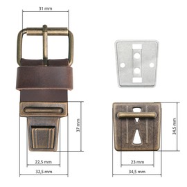 Thielemann Ersatzschnalle für Taschen mit einem 3 cm breitem Riemen, Taschenverschluss mit Steckschnalle & Steckschloss, Ersatzteil zum selbst reparieren (ranger | dunkelbraun)