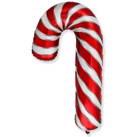 Flexmetal XL Supershape Christmas Candy Cane 39" x 25" Suitable for Air or Helium Perfect Birthday Party Decoration (Red & White)