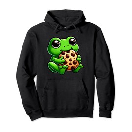 Frog Eating Chocolate Chip Cookie Frog Food Lover Funny Frog Pullover Hoodie