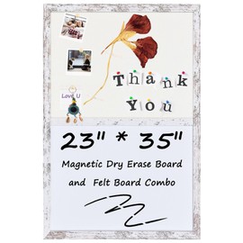 Umtiti Bulletin Board Whiteboard White Felt Board Combo for Office School Kitchen Bedroom, White Wood Frame,23.6"*35.4",Whiteboard+WH-6090WH