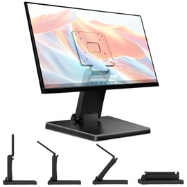Bestoct Low Profile Monitor Stand, LCD TV Foldable Mount for Desk, Lay Flat Stand for 12-24" Screens, Adjustable Base with VESA Hole 75x75mm and 100x100mm