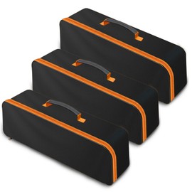 Tentogala 3 Pack Tool Bag with Zipper, Utility Wide Mouth Waterproof Oxford Tool Pouch, Multiple Purpose-Tool Organizers and Storage, Large Metal Tools Bags (Large)