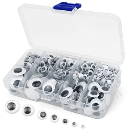 700psc Wiggle Googly Eyes with Self-Adhesive,4mm 6mm 8mm 10 mm 12mm 15mm 18mm Mixed Packaging