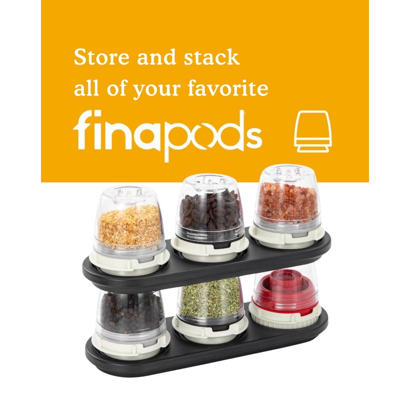 FinaMill Black Trio Stackable Tray – Spice Rack for 3
