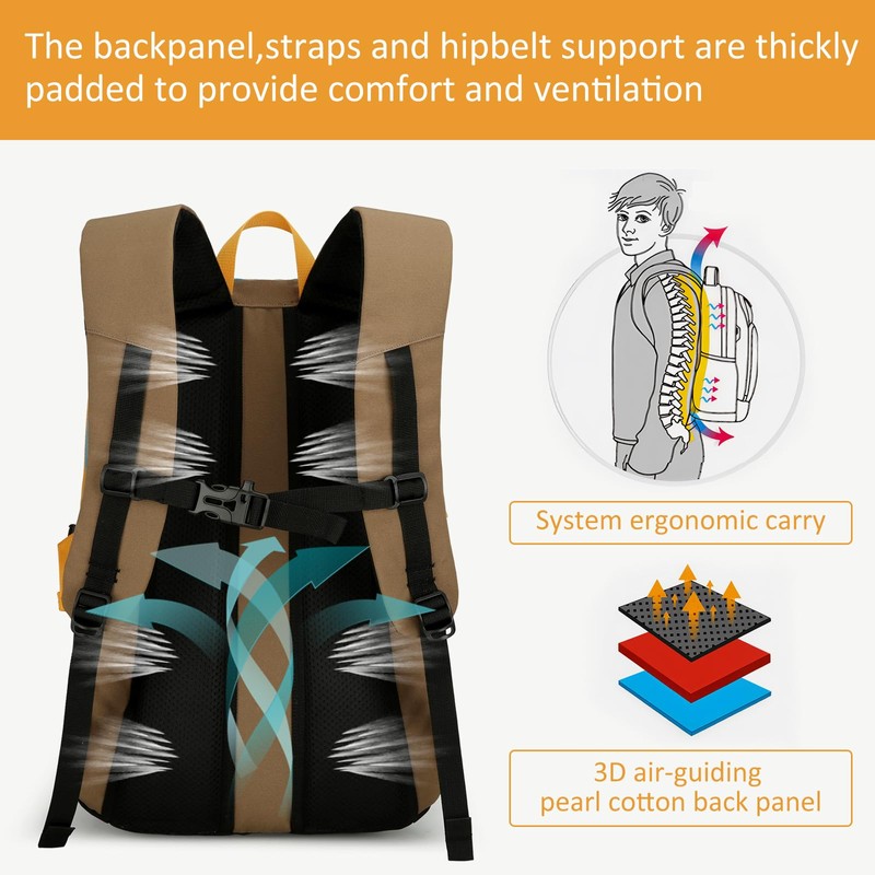 GES Multi-Functional 30L Hiking Backpack with Rain Cover, Durable Hiking