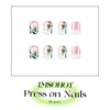 IMSOHOT Flower Press on Nails Short Square Fake Nails White