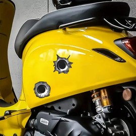 12pcs 2D Flat Bullet Hole Stickers, 1.57''x1.57'', Waterproof Decal, Exterior Decorative Accessories, Suitable for Motorcycle, Fuel Tanks, Helmets, Scooter Body, Hard Hats and More | CZ91