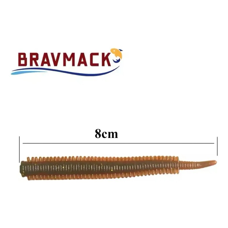 Señuelo Suave Bravmack Gusano 10 Pzas 8 Cm