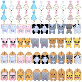 Jiytivity 60 Pcs Adopt A Cat Party Favors Include 20 Mini Kittens 20 Foldable Kraft Boxes 20 Birthday Hats Cat Party Favors Mini Plush Stuffed Animals for Adopt A Kitty Cat Party Supplies Gifts