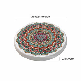 oFloral Ethnic Flower Coasters for Drinks Rustic Mandala Symmetry Cups Place Mats for Home Decor Set of 2, 4 Inch