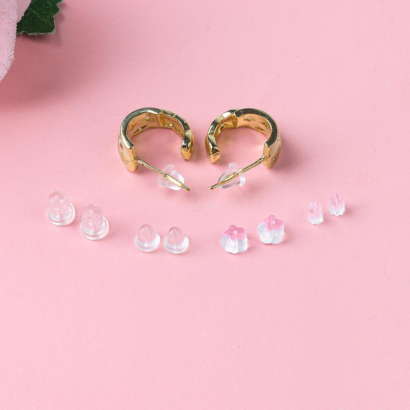 BIDEX 600 PCS Clear Silicone Backs for Studs and Droopy