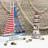 com-four® 2-Piece Maritime Decoration Set - Decorative Wooden Sailing Ship