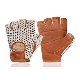 Kango Fitness Leather Crochet Cycling Biking Padded Gloves (Large)