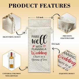 ltazhyi Engagement Gifts Future Mr Mrs Gifts Wedding Planning Gifts Bridal Shower Gift, Pairs Well with Planning A Wedding Cheers to A Lifetime of Love Linen Wine Bags Gift for Couples, 1 Pack - 09