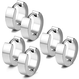 3 Pairs Silver Huggie Hoop 13mm Stainless Steel Sleeper Earrings
