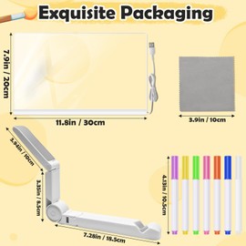 Solaradgy 11.8in × 7.9in LED Note Board with Colors, Rewritable Large Luminous Acrylic Message Board Light Up with Stand Adjustable and 7 Colors Pens