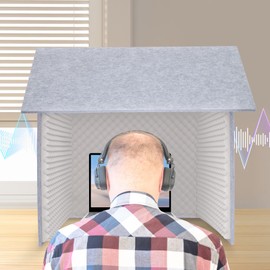 Desktop Soundproof Cover, Portable Vocal Recording Booth Isolation Booth Small Music Recording Studio Vocal Sound Absorbing Shield Sound Proof Foam Panels for Offices,Home,Recording Studios (Gray)