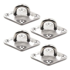Ceiling Wall Mount Hook Heavy Duty Anchor Diamond Pad Eye Plate 5mm 3/16" 304 Stainless Steel Great for Yoga Swings Hammocks/Boat Rigging/Marine Deck Hardware/Suspension Training Straps