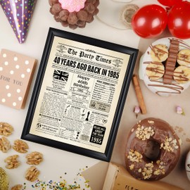 EDUS Back in 1985 Posters with Framed, 40th Birthday Decorations for Men and Women 12x10 Inches Posters for Birthday, Vintage 40 Years Anniversary