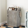 YATINEY Trash Cabinet, Freestanding Trash Can Cabinet, Wooden Recycling with