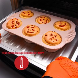 YiYeraio Silicone Muffin Pan, Food Grade Silicone Cupcake Molds for Baking Muffins and Cupcakes, Non-Stick Cupcake Molds, Easy to Clean and BPA Free (3Pcs 6 cups)