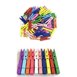 100 Pcs Colored Clothes Pins Wooden, Colored Clothespins for Crafts 1.77 Inch, Clothing Pins for Hanging, Pictures, Classroom, Laundry, Decorations, Colorful Clothespins Heavy Duty, 10 Colors