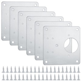 6 Pcs Hinge Repair Plate, Kitchen Cupboard Cabinets Door Hinge Repair Plate, Stainless Steel Hinges Repair Plates Brackets with Holes, Flat Fixing Joining Mending Plates Brackets with 48 Pcs Screws