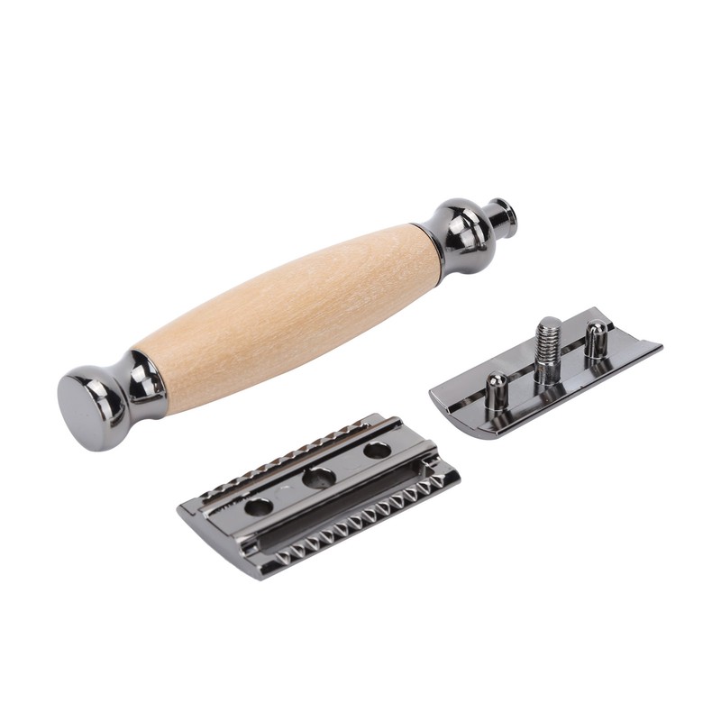 Men Shaving Razor with Wood Handle Portable Double Edge Razor