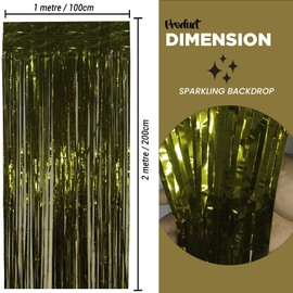 Trimming Shop Gold Fringe Tinsel Curtain Backdrop Foil Fringe Party Backdrop Streamers for Birthday New Year's Eve Christmas Graduation Weddings Thanksgiving Themed Party Decorations (Pack of 1)