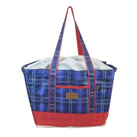 AF6037 Eco Bag, Shopping Bag, Cooler Bag, Large Capacity, My Bag, Shopping Bag, Checkered, Navy