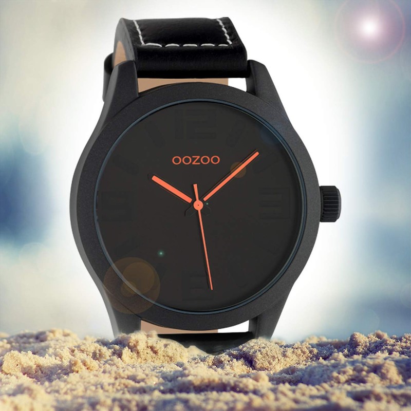 Oozoo Basic Line Watch with Leather Strap Diameter 47 mm