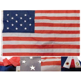 Trade Winds 15 Star Spangled Banner USA Historical 3x5 3'x5' Rough Tex 100% Dura-Last Nylon 150D Embroidered Flag Banner