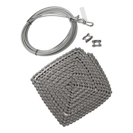 #41 20 ft Roller Chain with 2 Connecting Links and Cable for Gate Openers, Carbon Steel Door Opener Chain for Garage Overhead Gates Hanger Door Automatic Sliding Gate Replacement Karts Bike