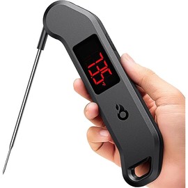 Meat Thermometer Digital, 1 Sec Instant Read Food Thermometer for Cooking, ±0.5℉ Accuracy, Kitchen Gadgets for BBQ/Smoker, Grilling Accessories, LED Screen, Waterproof, Auto-Rotate/On/Off