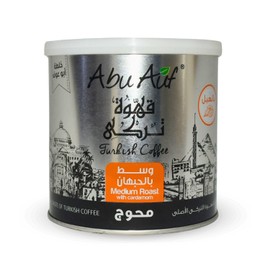 Abu Auf AbuAuf Oriental Original Turkish Coffee Cafe Arabic Arabian Arabica Ground Roasted Mud Coffee Medium Roast Blend (Medium Roast With Cardamom 8.82 oz / 250 gm) بن ابو عوف وسط محوج