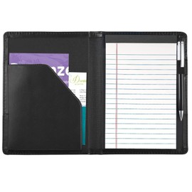 Konper Classic Padfolio/Junior Portfolio Folder Case, Business A5 Binder Organizer Notepad for Men Women, 5 x 8 Writing Pad Included, Black
