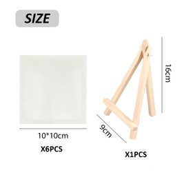 6 Pieces Mini Canvas, 1 Piece Mini Easel, Painting Canvas, Mini Canvas, Canvas Board, Canvas Frame, Paint Board, Suitable for Art Creation