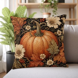 Kwlegh Vintage Fall Pillow Covers 18x18 Set of 2 Autumn Burnt Orange Pumpkin Throw Pillow Covers Thanksgiving Pillowcase Double Sided Printing Cushion Case for Couch Sofa Indoor Outdoor