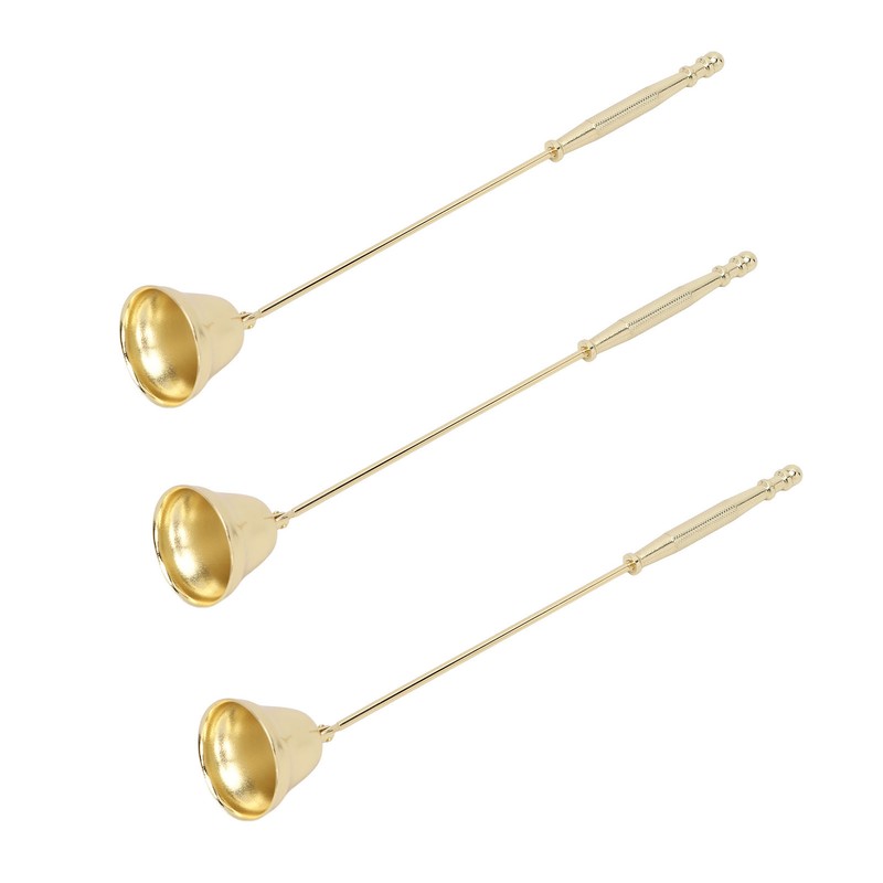 3pcs Candle Snuffer Golden Iron Plating Bell Shaped Long Handle
