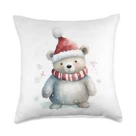 Icebear theme Christmas Danish Design Polar Bear Winter Throw Pillow, 18x18, Multicolor