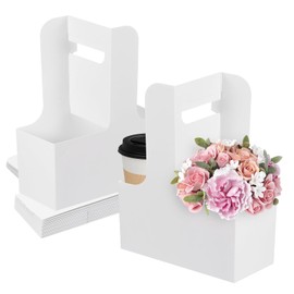 YQWIN 50Pcs Drink Carrier 2 Cup Drink Carrier with Handle Kraft Paper Drink Holder Disposable Paperboard Cup Holder Coffee Carriers with Handle Take Out Cup Carriers for Food Delivery Service Drinks