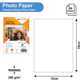 Labelwonderland Photo Paper 6x4 or 10x15 6x4 Photo Paper Pack of 50 Sheets Inkjet 260 GSM Photo Paper 6x4 Glossy