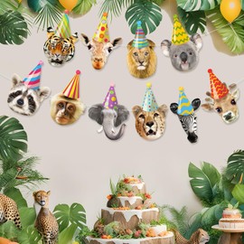 Forest Animals Garland Birthday, Safari Decoration Happy Birthday Banner, Jungle Birthday Garland, Happy Birthday Garland Animals Children Banner for Boys Girls