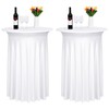 2 Packs Round Cocktail Table Cloth with Wavy Drapes, Spandex