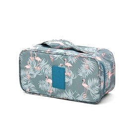 MOSSTYUS Bra Underwear Storage Bag Portable Multi-Functional Travel Organizers Pouch Case Packing Cube Cosmetic Bag,Blue Flamingo