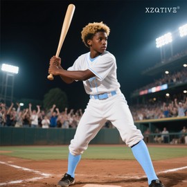 XZQTIVE Baseball Socks and Belt Combo Set,2 Pairs Softball Socks with Adjustable Elastic Baseball Belt for Youth Adult Men Women