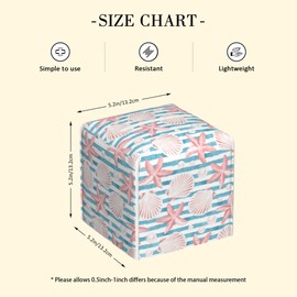 POIUBLE - Soporte para caja de pañuelos con conchas de mar y estrellas de mar, color rosa, organizador de papel facial portátil decorativo para el hogar, oficina, baño, encimera de cambiador