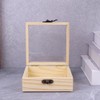 CALFOVERA 4.72×4.72×1.97 Inch Wooden Square Storage Box with Glass Hinge